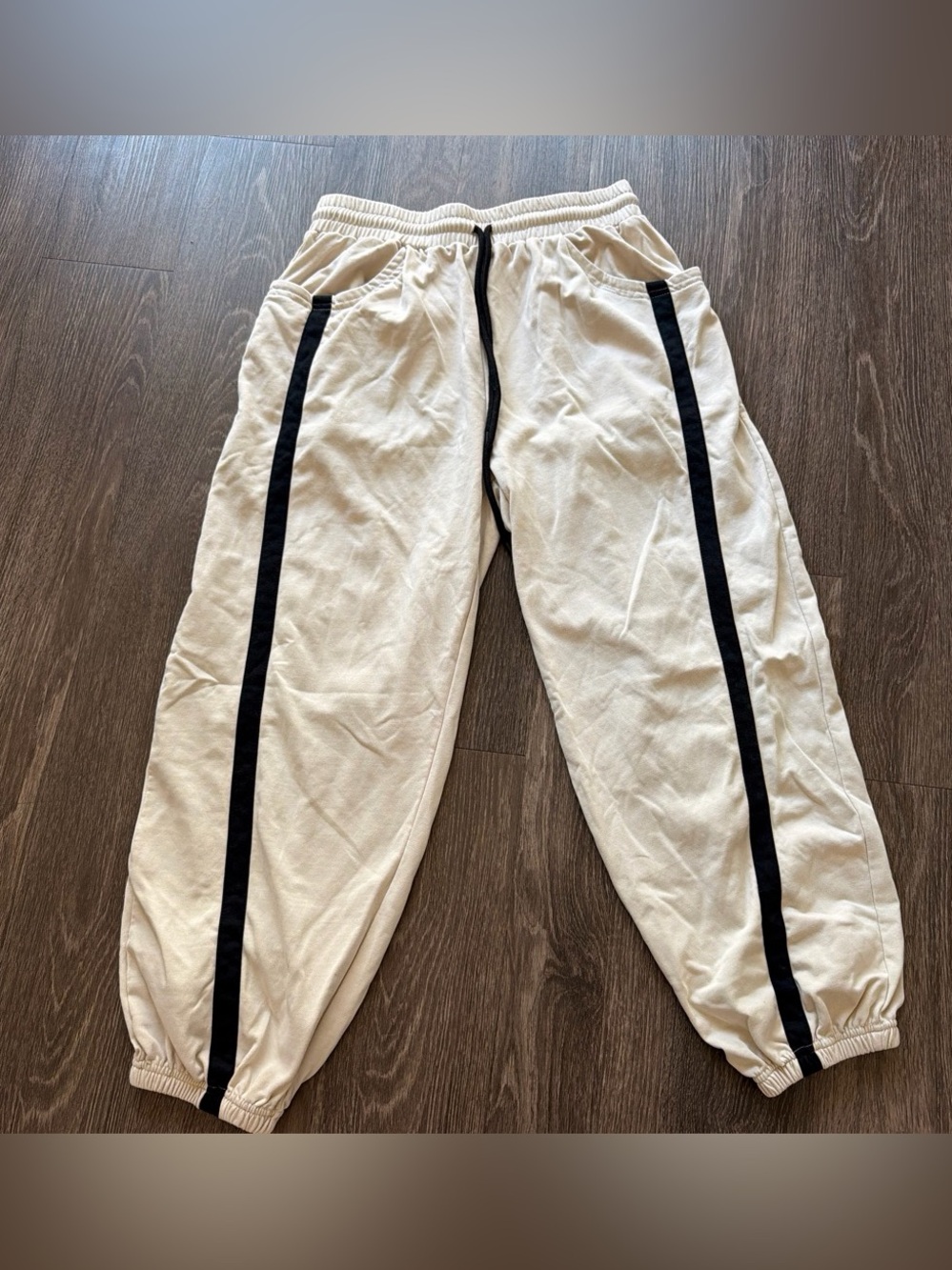 Cream and black harem pants/joggers size large